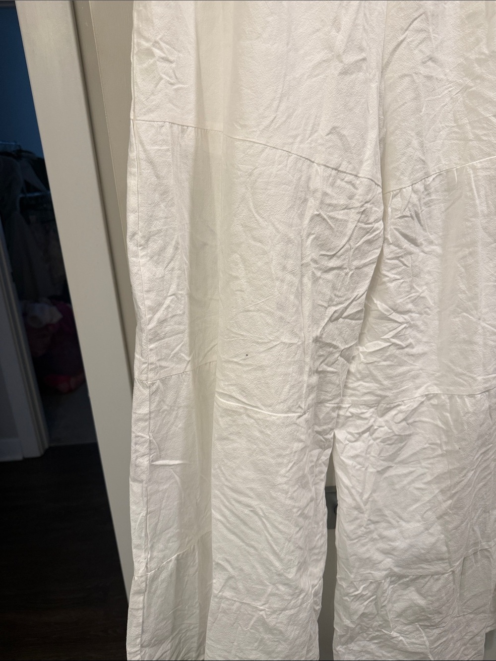 Womens White Elastic-Waist Ruffled Hem Pants - Picture 5 of 6